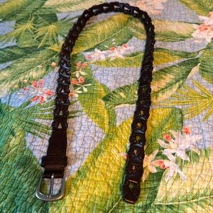 Genuine leather woven wrapped belt M/L Capezio, made in India, brass buckle